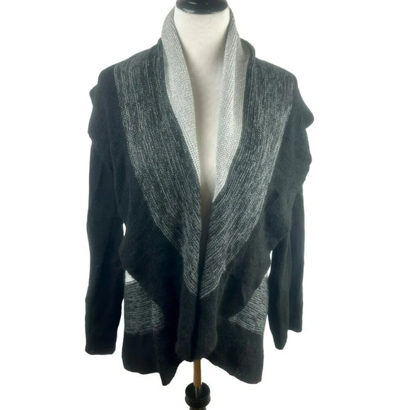 Charter Club Cardigan Sweater Women‎ Plus 3X Black Gold Open Front Shall Collar - Picture 1 of 8